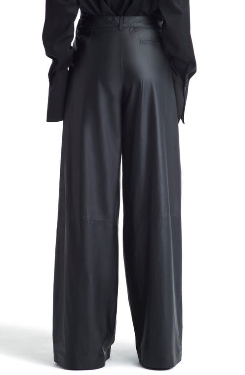 TWP TWP DIDI HIGH WAIST PLEATED LEATHER WIDE LEG PANTS 