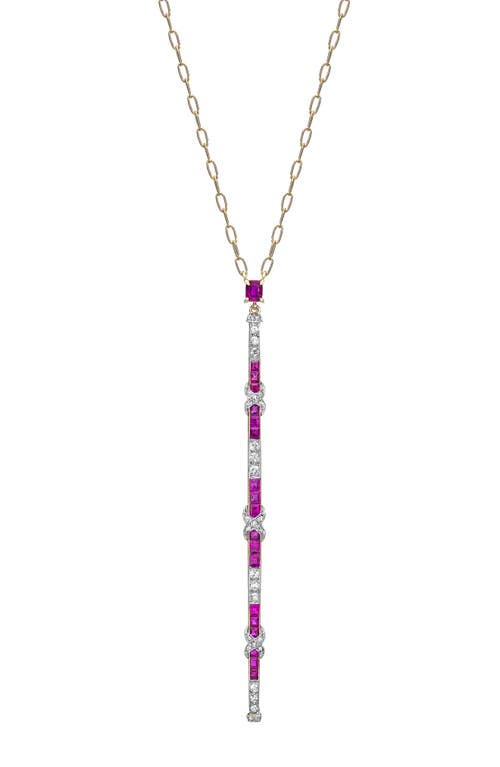 Mindi Mond Ruby & Diamond Crisscross Pendant Necklace In Gold/platinum/diamond