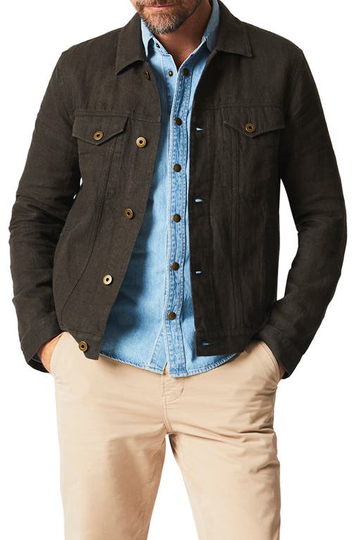 Billy Reid Linen Trucker Jacket Dark Moss at Nordstrom,