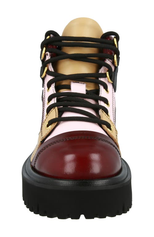 Moschino Colorblock Ankle Boots In Burgundy Multi