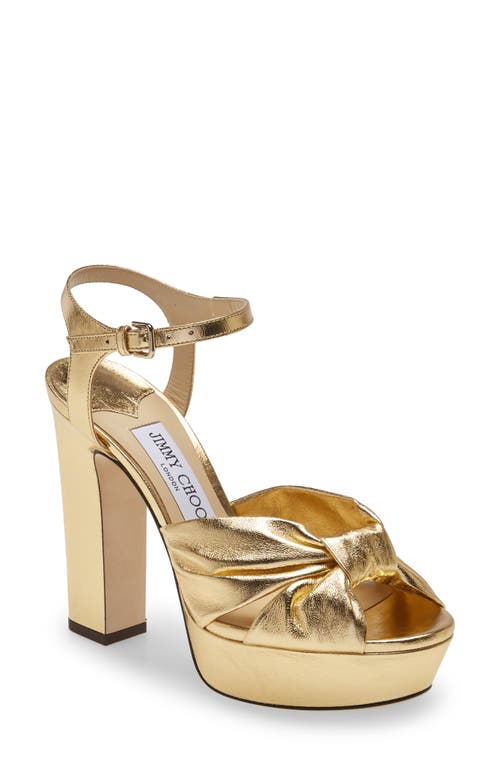 Jimmy Choo Heloise Metallic Platform Sandal in Gold