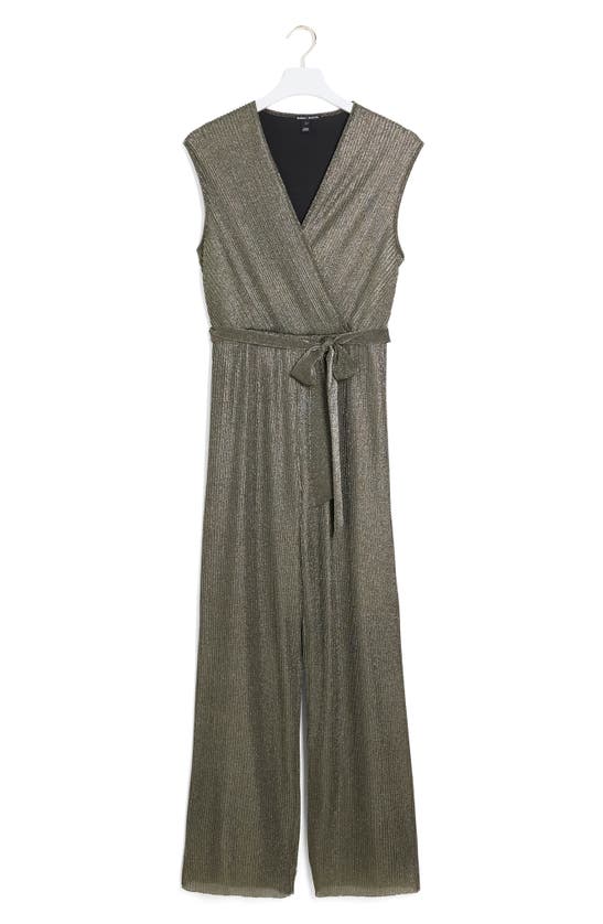 RIVER ISLAND RIVER ISLAND METALLIC STRAIGHT LEG PLISSÉ JUMPSUIT