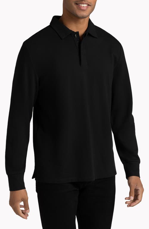 Biscayne Long Sleeve Supima Cotton Blend Polo in Black Beauty