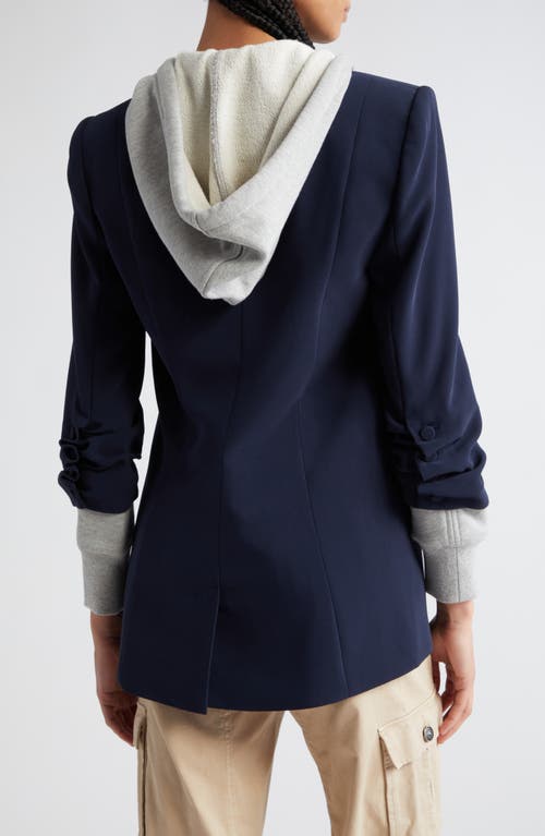 Shop Cinq À Sept Hooded Khloe Jacket In Navy/heather Grey