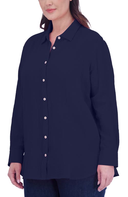 Foxcroft Oversize Gauze Button-Up Shirt at Nordstrom,