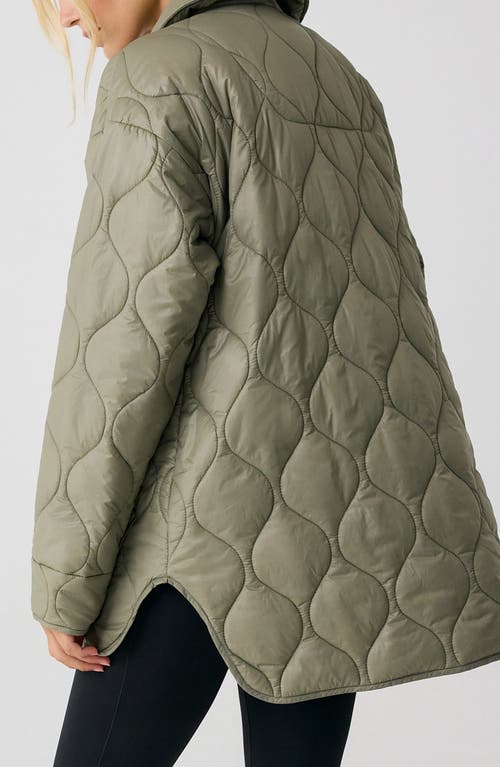 Shop Lole The Quilted Water Repellent Nylon Shacket In Hazel