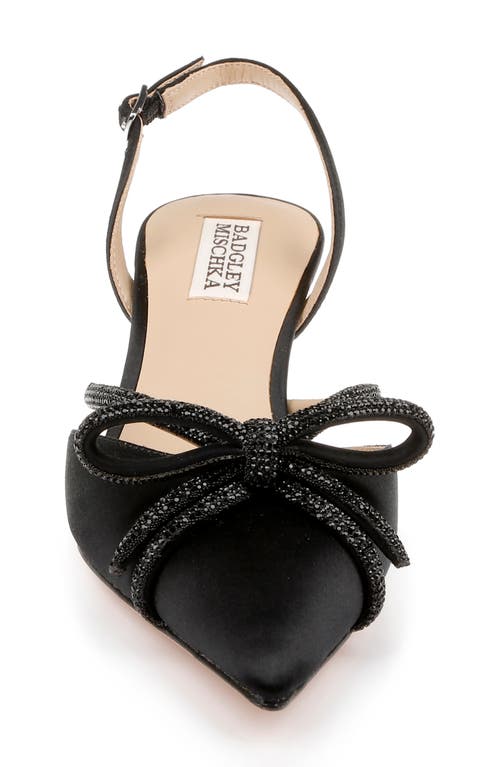 Shop Badgley Mischka Collection Angelina Slingback Pointed Toe Kitten Heel Pump In Black Satin