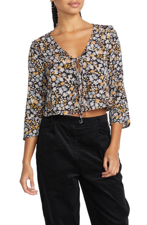 Volcom J'Taime Floral Print Crop Top in Mocha at Nordstrom, Size X-Small