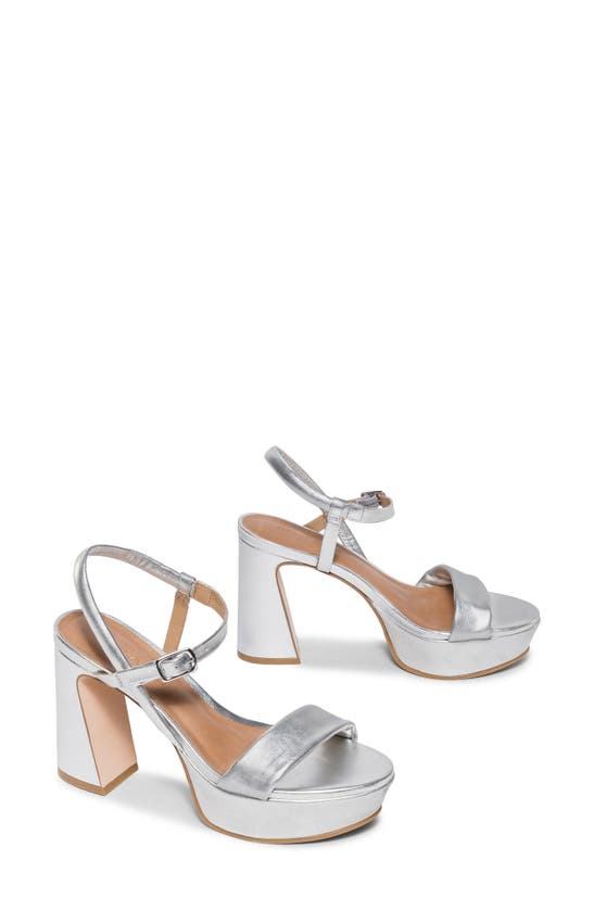 Shop Bernardo Footwear Ventura Ankle Strap Platform Sandal In Silver
