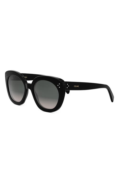 Celine Bold 3 Dots 56mm Butterfly Sunglasses In Shiny Black/gradient Brown