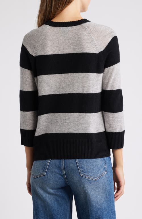 Shop Griffen Stripe Wool & Cashmere Crewneck Sweater In Black/light Grey