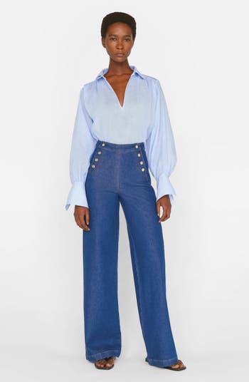 Frame Sailor Snap Wide Leg Jeans