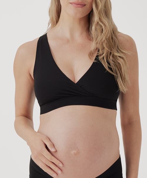 Pact Organic Maternity Nursing Bralette In Black