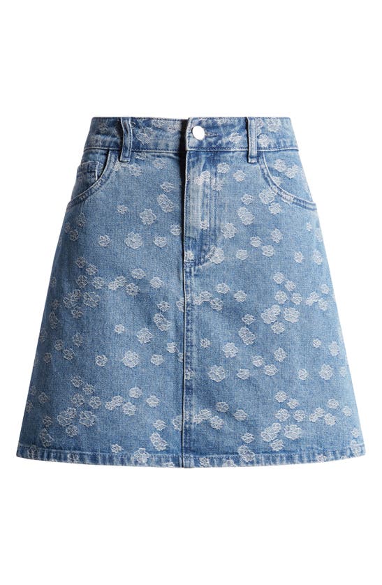 Shop Vero Moda Nelle Floral Detail Denim Miniskirt In Light Blue Denim