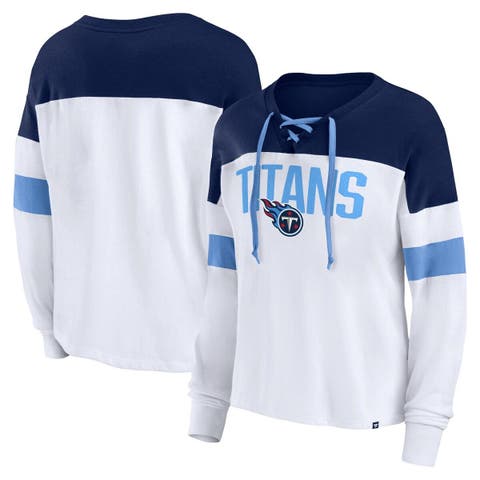 Women's Antigua Navy Tennessee Titans Victory Chenille Pullover Sweatshirt