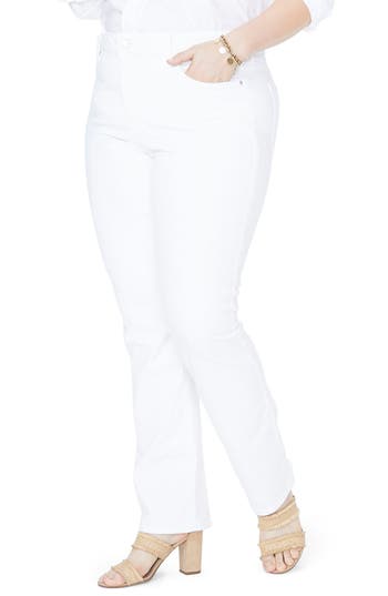 Nydj Marilyn High Rise Stretch Straight Leg Jeans In Optic White