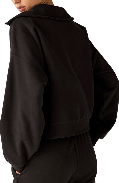 Beyond Yoga Street Smart Johnny Collar Fleece Sweatshirt In Black