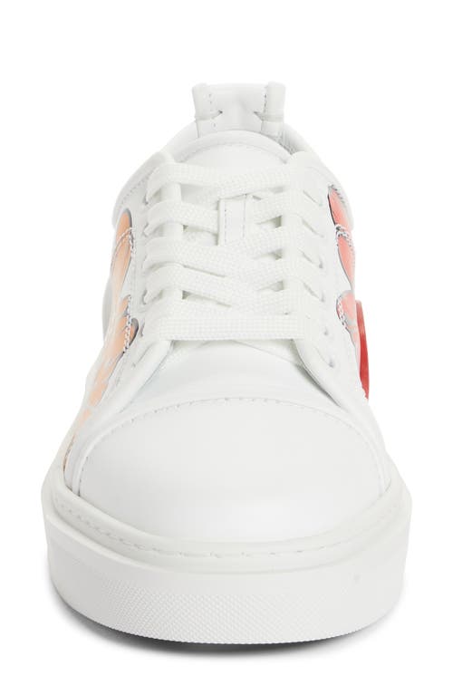 Shop Christian Louboutin X Shun Sudo Adolon Donna Button Flower Low Top Sneaker In W146 White/multi