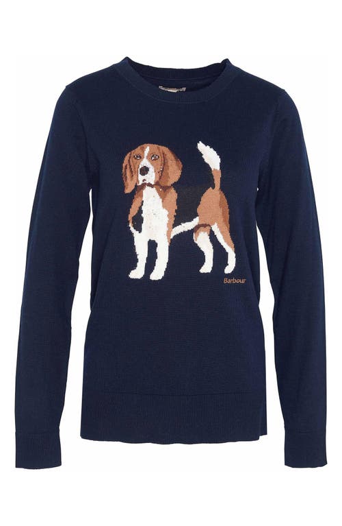 Shop Barbour Fareham Beagle Cotton & Cashmere Sweater In Navy Blue