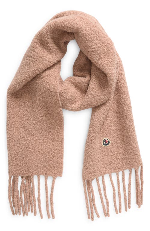 MONCLER MONCLER LOGO PATCH ALPACA BLEND FRINGE SCARF