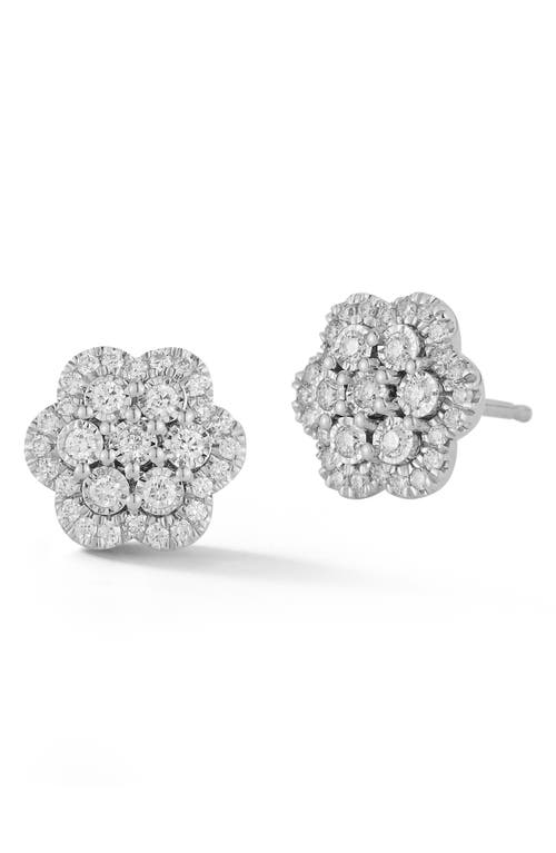 Ava Bea Diamond Flower Stud Earrings in White Gold
