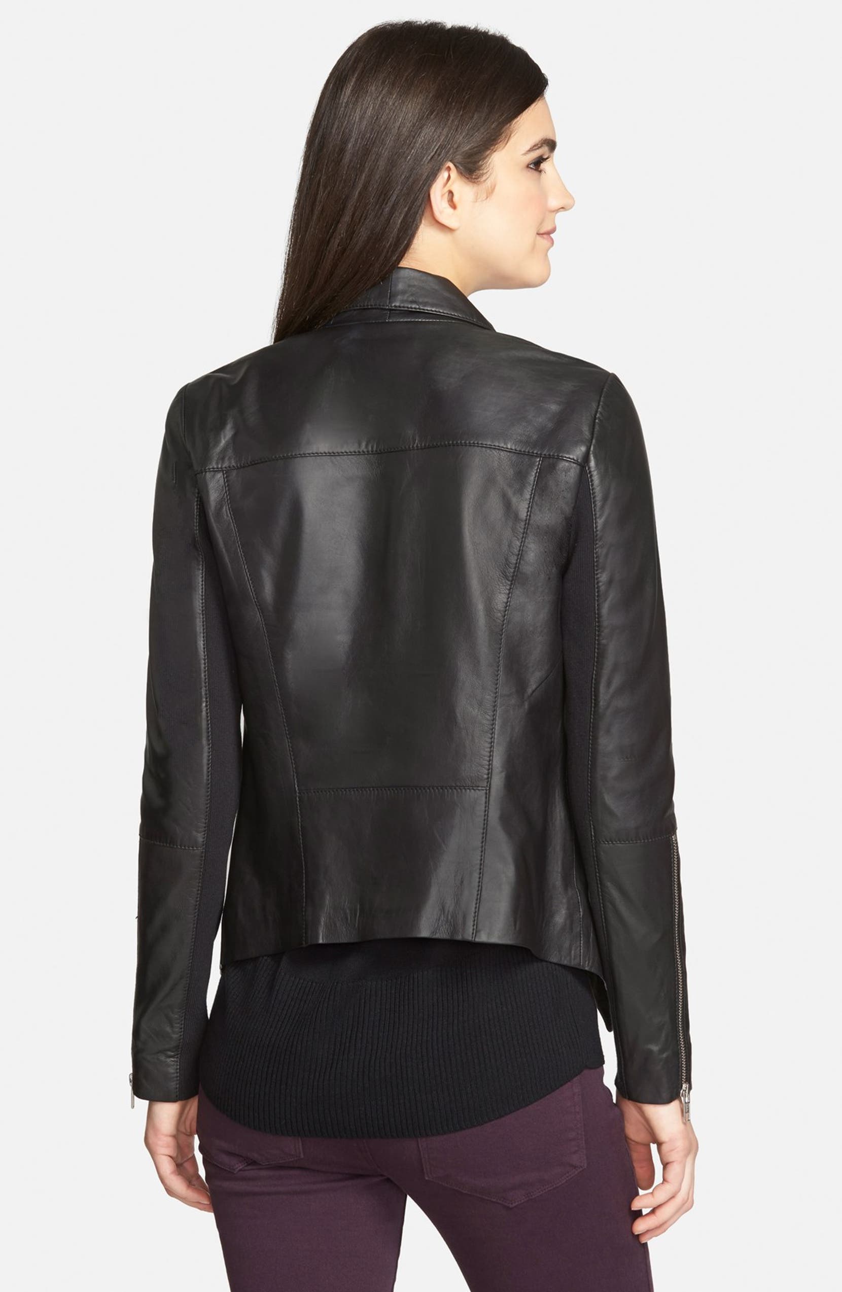 D Collar Leather Jacket