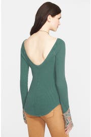 Free People 'Newbie' Contrast Cuff Thermal Top | Nordstrom