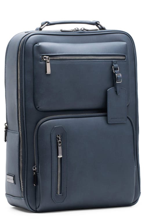 Explorer Plus Water Resistant Faux Leather Backpack in Navy