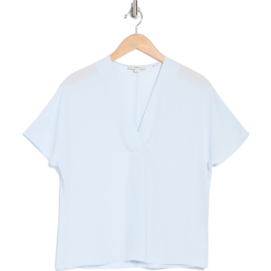 Vince Short Sleeve V-neck Top In Sky