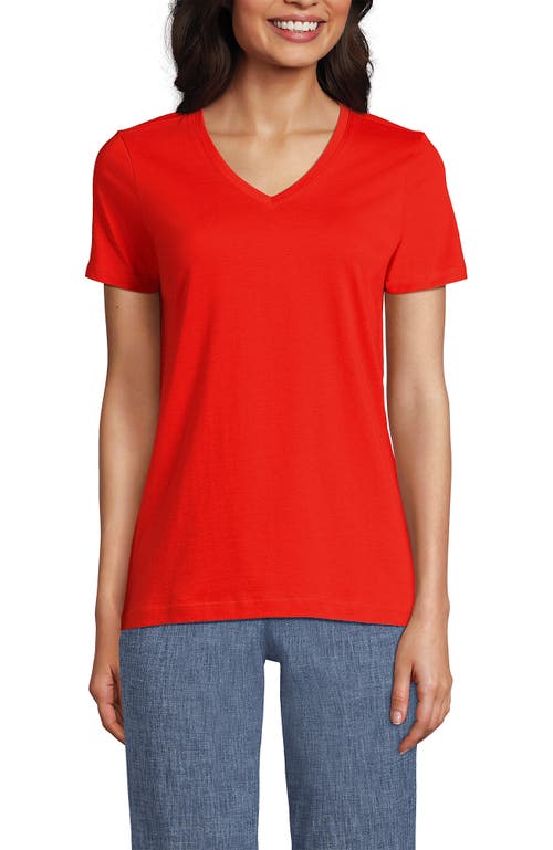 Shop Lands' End Relaxed Supima Cotton V-neck T-shirt In Rich Persimmon