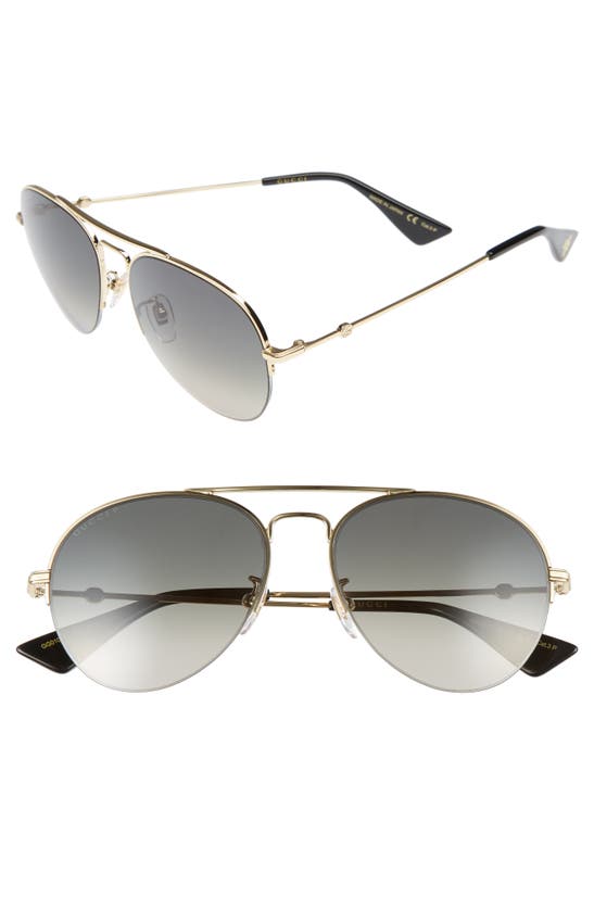 Gucci 56mm Aviator Sunglasses In Gold/ Brown