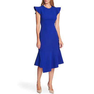 Vince Camuto Flutter Sleeve Asymmetrical Hem Dress, Blue