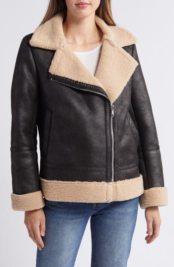 Sam Edelman Faux Leather & Faux Shearling Moto Jacket | Nordstrom