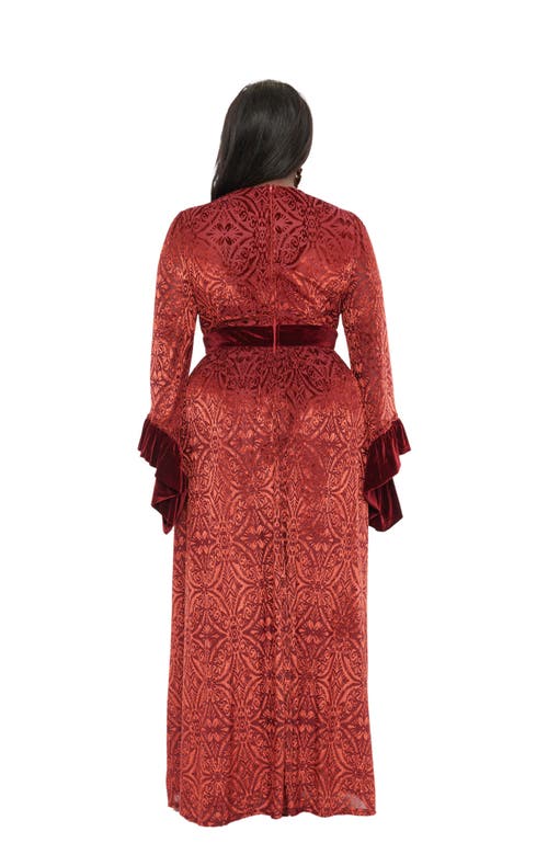 UNIQUE VINTAGE UNIQUE VINTAGE PLUS SIZE LONG SLEEVE EMPIRE WAIST MAXI DRESS