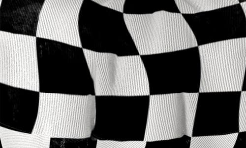 Deny Designs Warped Checkerboard Floor Pillow In Black-white