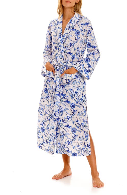 The Lazy Poet Pia Sirenuase Toile Cotton Robe in Blue
