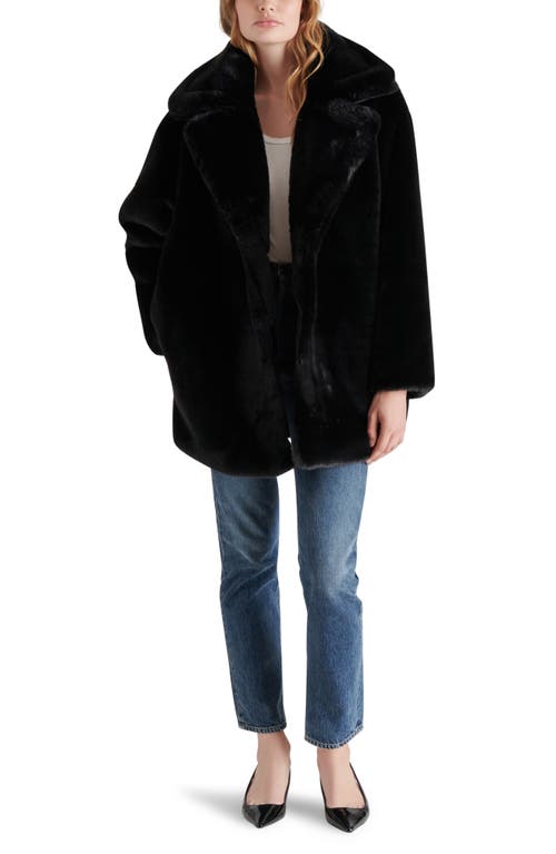 Shop Steve Madden Faux Fur Snow Coat In Black