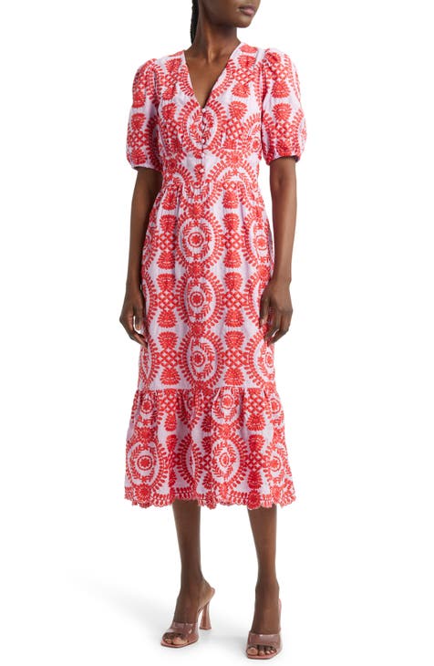 Luisa Embroidered Cotton Midi Dress