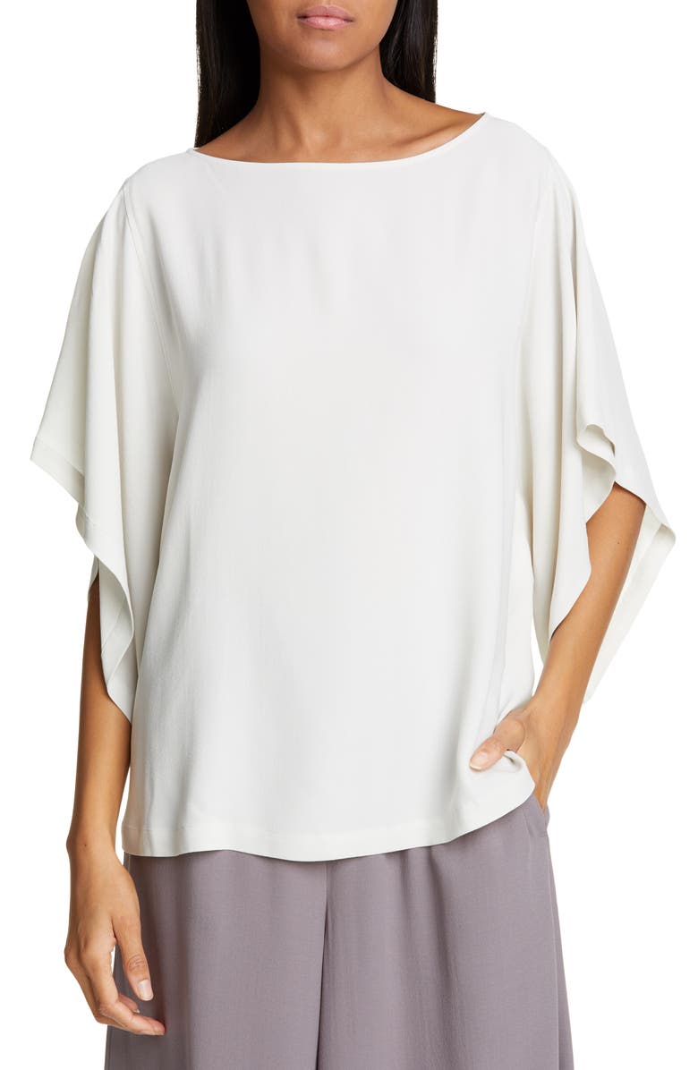 Eileen Fisher Angle Sleeve Silk Boxy Top | Nordstrom