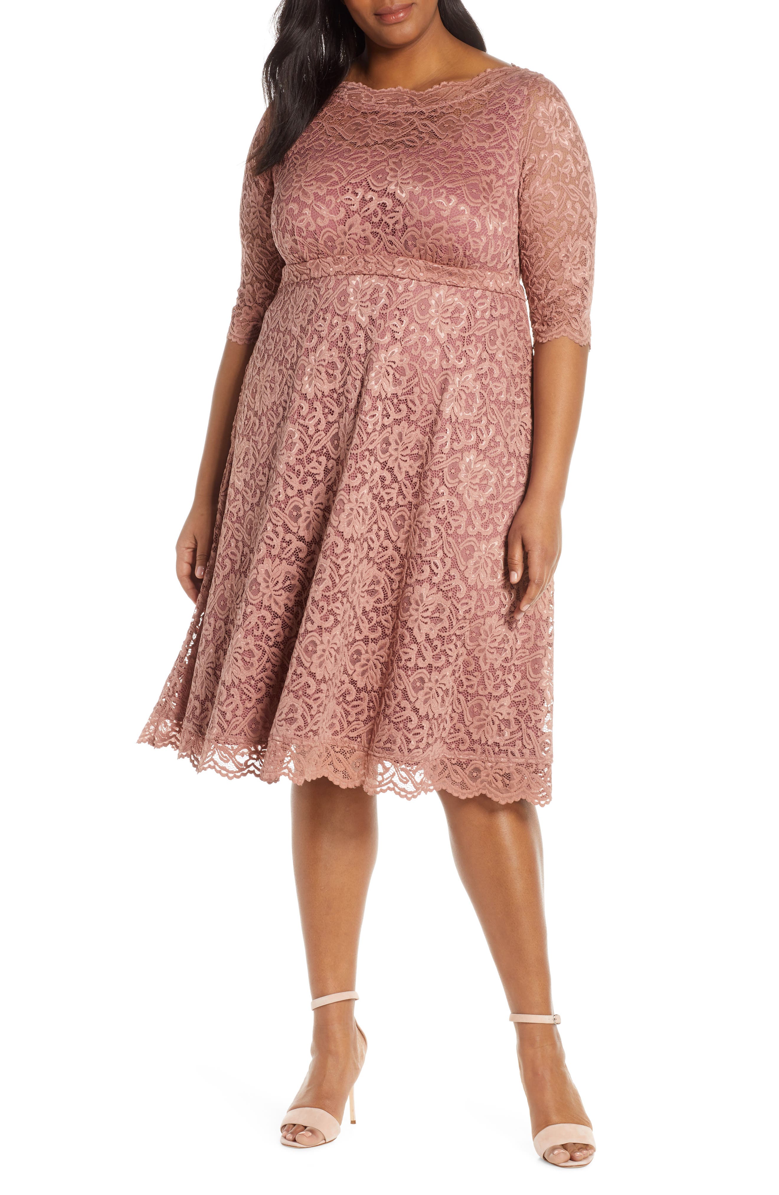 Plus Size Kiyonna Lacy Cocktail Dress, Pink