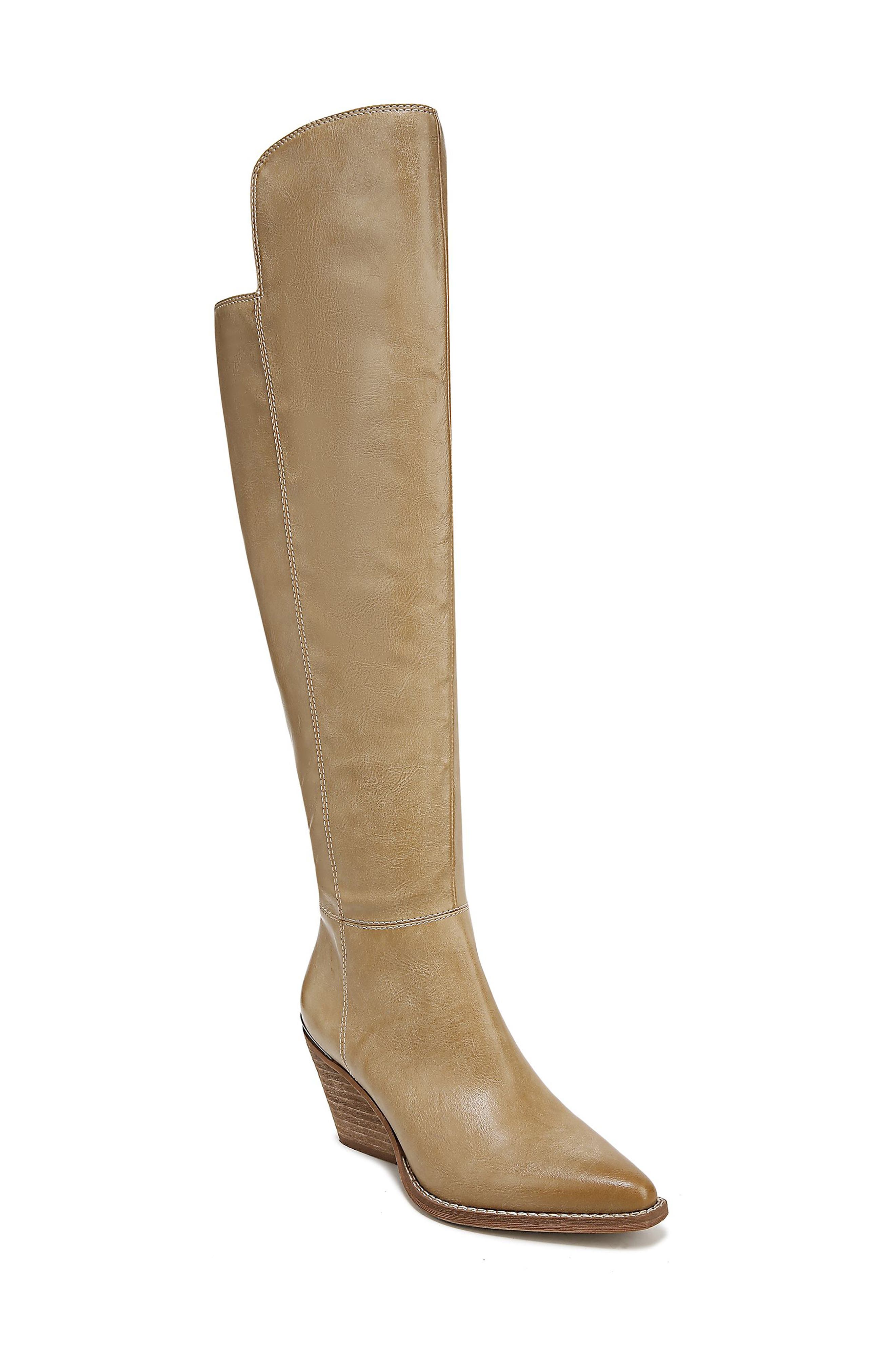 bone colored knee high boots