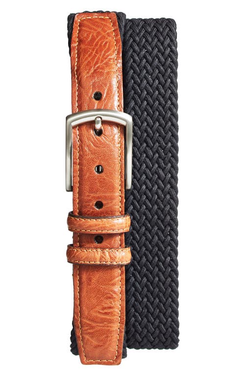 Braided Stretch Cotton Belt in Black