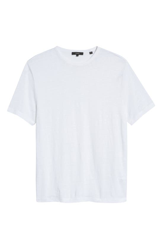 Vince Crewneck Linen T-shirt In Optic White