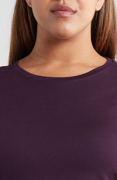 Shop Eileen Fisher Long Sleeve Crewneck Organic Cotton Top In Violet