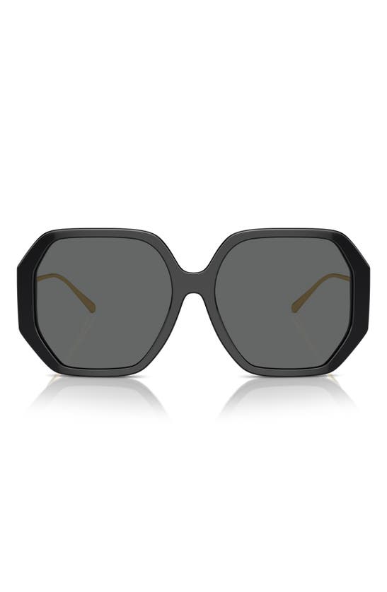 Tory Burch 57mm Irregular Sunglasses In Black