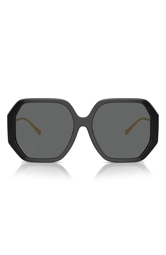 Tory Burch 57mm Irregular Sunglasses In Black