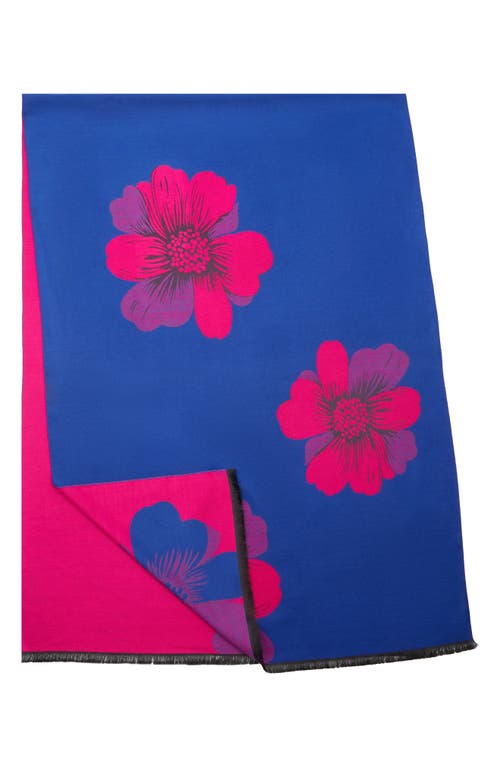 Saachi Floral Reversible Scarf In Dark Blue