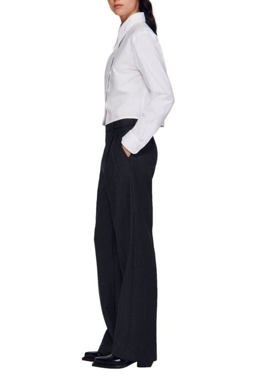 Shop Sandro Wool Trousers In Grey