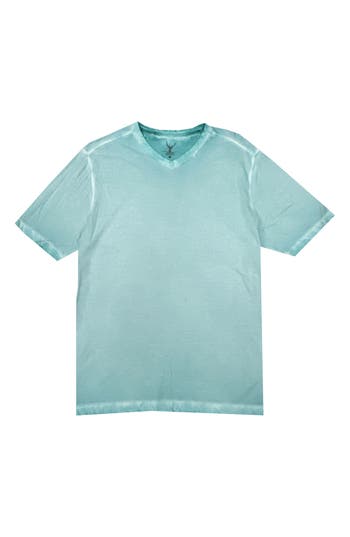 Nicoby Spray V-neck Pima Cotton T-shirt In Turquoise