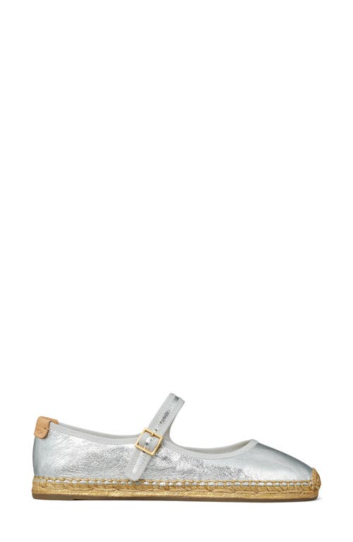 Shop Tory Burch Mary Jane Espadrille Flat In Silver/gray/naturale